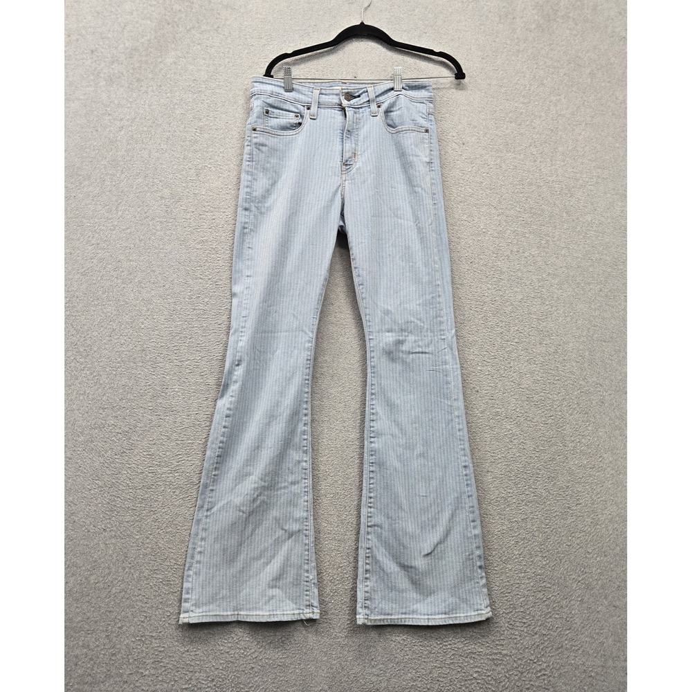 Levi's 726 Women Jeans 28 Blue Denim Striped Flared Light Wash 32" Inseam